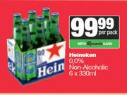 Heineken 0.0% Non Alcoholic-6 x 330ml