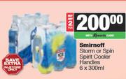 Smirnoff Storm Or Spin Spirit Cooler Handies-For 2 x 6 x 300ml