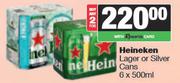 Heineken Lager Or Silver Cans-For 2 x 6 x 500ml