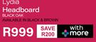 Lydia Headboard (Black Oak)