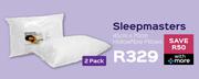 Sleepmasters 2 Pack Hollowfibre Pillows 45cm x 70cm