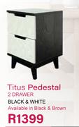 Titus Pedestal (2 Drawer) Black & White