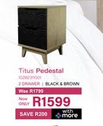Steel & Rose Titus Pedestal 2 Drawer Black & Brown