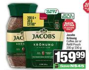 Jacobs Kronung Coffee Jar Or Refill Pouch 200g/230g-Each