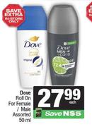 Dove Roll On For Female/Male Assorted-50ml