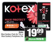 Kotex Maxi Sanitary Pads 8s/10s Or Maxi Sanitary Pantyliners 20s-Each