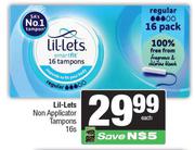Lil-Lets Non-Applicator Tampons Assorted-16s Per Pack