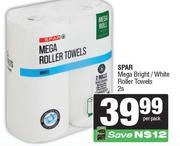 Spar Mega Bright/White Roller Towels-2s Per Pack