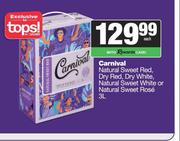 Carnival NL Sweet Red, Dry Red, White, NL Sweet White Or NL Sweet Rose-3L Each