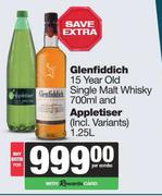 Glenfiddich 15 Year Old Single Malt Whisky 700ml & Appletiser 1.25L-For Both