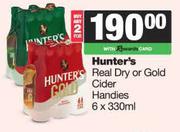 Hunter's Real Dry Or Gold Cider Handies-For 2 x 6 x 330ml