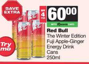 Red Bull The Winter Edition Fuji Apple Ginger Energy Drink Cans-For 4 x 250ml