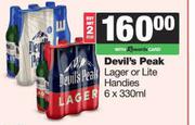 Devil's Peak Lager Or Lite Handies-For 2 x 6 x 330ml