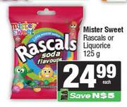 Mister Sweet Rascals Or Liquorice-125g Each
