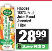 Rhodes 100% Fruit Juice Blend Assorted-1Ltr