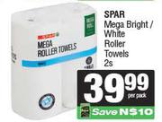 Spar Mega Bright/White Roller Towels-2 Per Pack