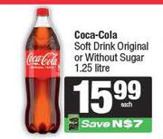 Coca-Cola Soft Drink (Original Or Without Sugar)-1.25Ltr Each