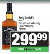 Jack Daniel's No 7 Tennesse Whisky (Incl Variants)-750ml