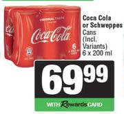 Coca Cola Or Schweppes Cans (Incl Variants)-6 x 200ml
