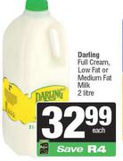  Darling Full Cream, Low Fat Or Medium Fat Milk-2Ltr Each