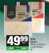 Spar Bakery White Or Brown Large Wraps-8s Pack Each