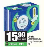 Lil-Lets Essential Pads Long Unscented-7s Per Pack