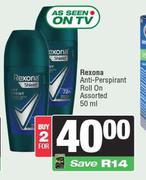 Rexona Anti-Perspirant Roll On Assorted-For 2 x 50ml