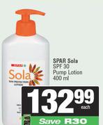 Spar Sola SPF 30 Pump Lotion-400ml Each