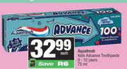 Aquafresh Kids Advanced Toothpaste 9-12 Years-75ml Each