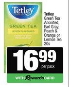 Tetley Green Tea Earl Gray, Peach & Orange Or Lemon Tea-20s Per Pack