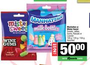 Manhattan Or Mister Sweet Sweets, Jellies, Gums, Rascals Or Lickrish Assorted-For Any 2 x 100g/125g/