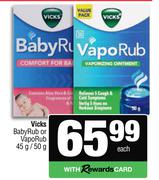 Vicks BabyRub Or VapoRub-45g/50g Each