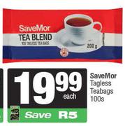 SaveMor Tagless Teabags-100s Each