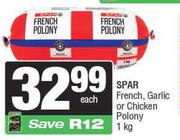 Spar French, Garlic Or Chicken Polony-1Kg Each