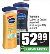 Vaseline Lotion Or Cream Assorted-400ml Each