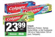 Colgate Maximum Protect,Herbal White Or Gel Toothpaste 100ml Or Triple Action 150ml-Each
