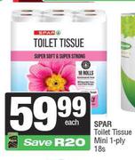 Spar Toilet Tissue Mini 1 Ply-18s Each