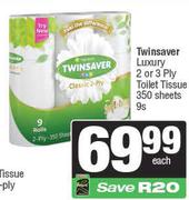 Twinsaver Luxury 2 Or 3 Ply Toilet Tissue 350 Sheets-9s Each