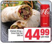 Chicken Wrap + Coca-Cola Can 300ml-Per Meal
