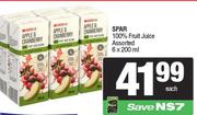 Spar 100% Fruit Juice Assorted 6 x 200ml