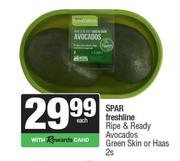 Spar Freshline Ripe & Ready Avocados Green Skin Or Haas-2s