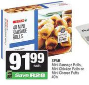 Spar Mini Sausage Rolls,Mini Chicken Rolls Or Mini Cheese Puffs-40s