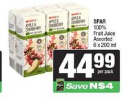 Spar 100% Fruit Juice Assorted 6 x 200ml-Per Pack
