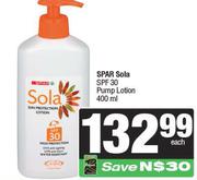 Spar Sola SPF 30 Pump Lotion-400ml 