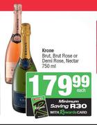 Krone Brut, Brut Rose Or Demi Rose, Nectar-750ml Each