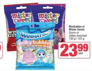 Manhattan Or Mister Sweet Gums Or Jellies Assorted-100g/125g Each