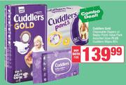 Cuddlers Gold Disposable Diapers Or Nappy Pants Value Pack Assorted Sizes+Cuddlers Wipes 80s-Both Fo