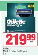 Gillette Mach 3+ Razor Cartridges-5's Each