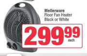Mellerware Floor Fan Heater Black Or White-Each