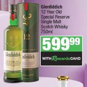 Glenfiddich 12 Year Old Special Reserve Single Malt Scotch Whisky-750ml